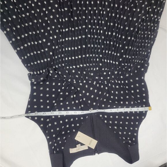 NEW LOFT black polka-dot sleeveless pleated dress 6P - Picture 8 of 10